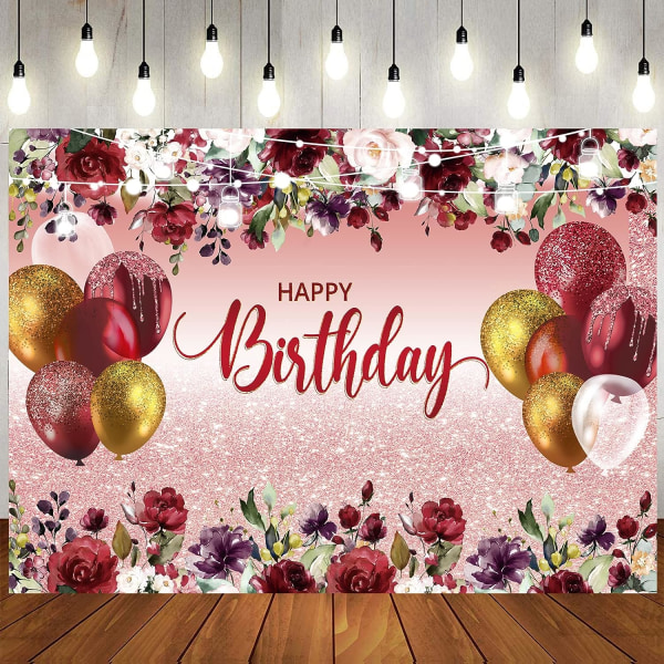 7x5ft Happy Birthday Party Bakgrunn Rød Gull Bursdag Dekorasjoner Bakgrunn Bursdagsfest Banner Dekorasjoner Bakgrunn 178