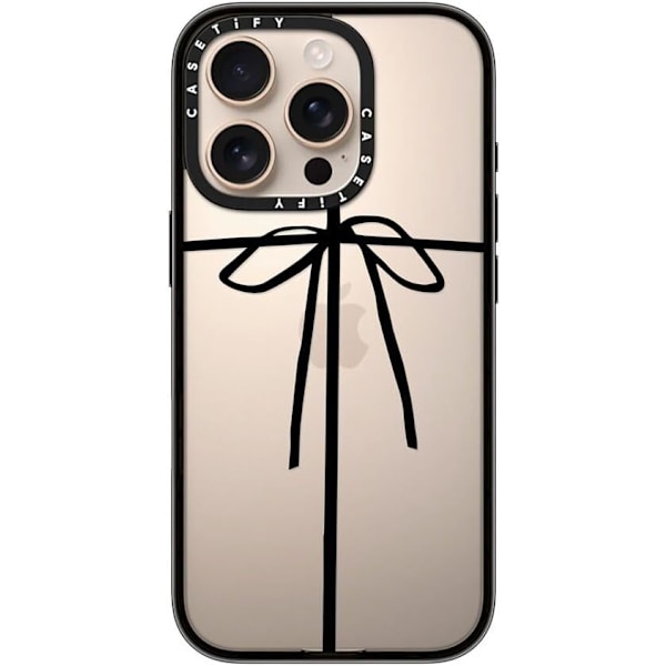 Kompakt iPhone 16 Pro Max Deksel [Lettvekt / 1,2 m 2X Militær Grad Fallbeskyttelse/Slank] - Kirsebær - Klar Svart Wrapped in a Bow iPhone 16 Pro