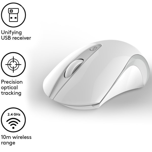 2.4G trådlös mus för användning på alla ytor, supersnabb scrollning, för Mac och Windows-datorer och bärbara datorer - gummi svart