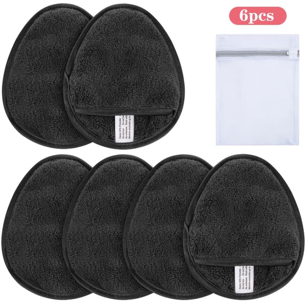 Makeupfjernerpuder Genanvendelige Makeupfjernerpuder Vaskbare Mikrofiber Makeupfjernerpuder Ansigt Superbløde Ansigtsrensepuder med Vasketøjspose Grå 1 Dark Gray 12pcs