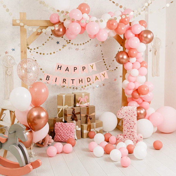 Pink Ballonkits Latex Festballoner 12 tommer 5 tommer 80 stk Macaron Babyshower Pink Ballon til Fødselsdagsfest Dekorationer