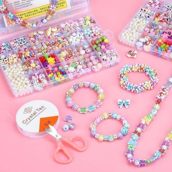 DIY - Perleboks - Akrylperler - Mix - 500 stk. - Smykkefremstilling multifärg multicolor