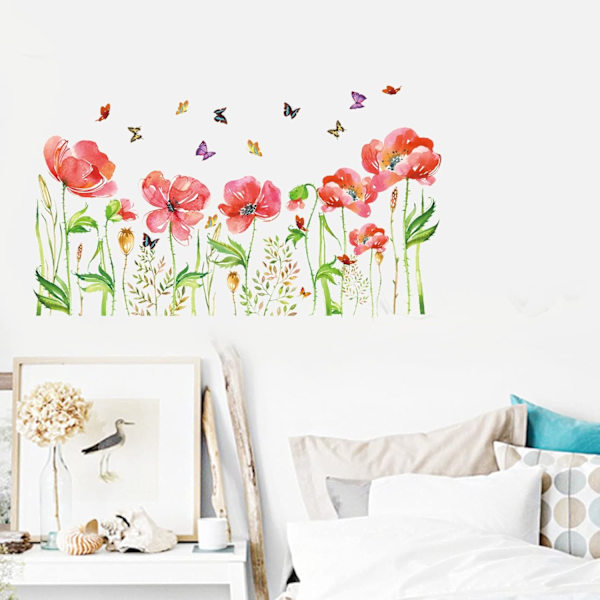 Vackra blommiga väggdekaler för heminredning, enkla att applicera väggdekaler med blommor för barnkammare, vardagsrum, sovrum, väggdekorationer