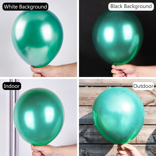 Metalliska gröna ballonger, 100 st gröna metalliska ballonger i olika storlekar för ballonggirlangbåge som festdekoration