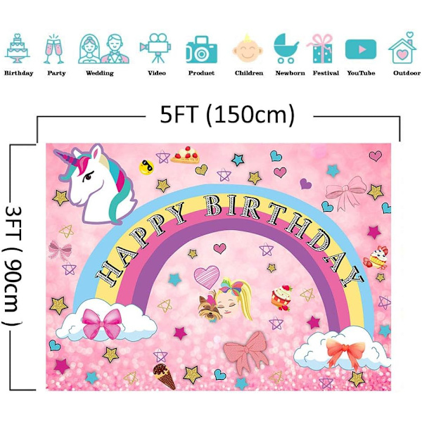 Rosa regnbågsenhörning tema fotografering bakgrunder glad dröm galen stor födelsedag dekor söt bakgrund vinyl baby shower tillbehör festbanderoll 5x3ft