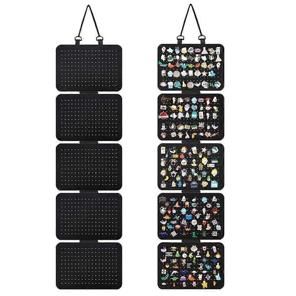 2 stk. emalje reversnål display organizer med 5 løse blade til over 120 nåle broche display sider Black