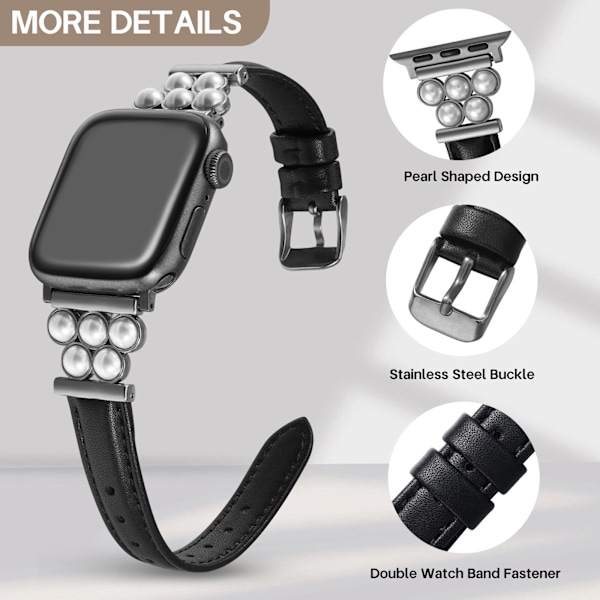 Sopii Apple Watch S10-1 -sukupolven kelloon rannekoru mikrokuituliikettä nahkaa pieni vyötärö helmi muotihihna Starlight 38mm/40mm/41mm/42（series10）
