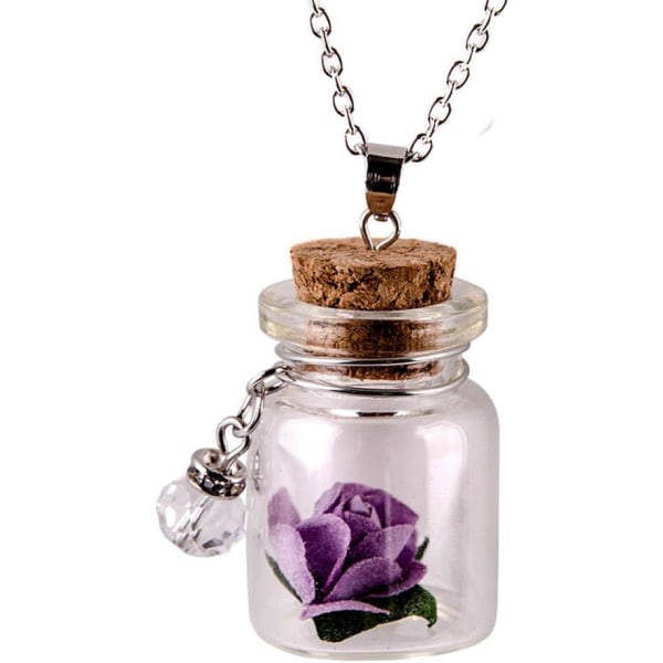 Pendant Choker Y-Necklaces Vial in Glow Tiny Bottle Glass Necklace Chain Flower Wishing The Dark Pendant Other Chain Jewelryand Girls (Purple, )