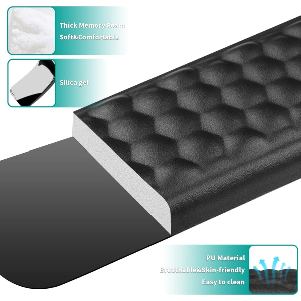 Tangentbords handledsstöd i minnesskum, ergonomiskt handledsstöd med smärtlindring för hemmakontor (17,32 x 3,15 x 0,79 tum)