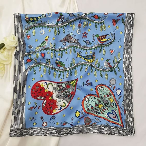 Silkesliknande huvudduk för kvinnor - Satinscarves i stort format - 35\" fyrkantig silkeshårinpackning för sömn med presentförpackning