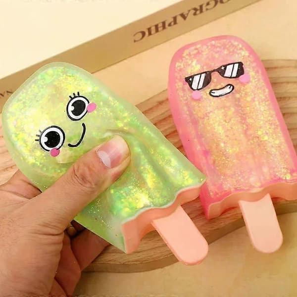 Glitter Ispind Squishy Legetøj, Langsom Rebound Mochi Klemme Fidget Legetøj til Stresslindring, Sød Simulation Is Decompression Legetøj, 146,5 cm 3PCS