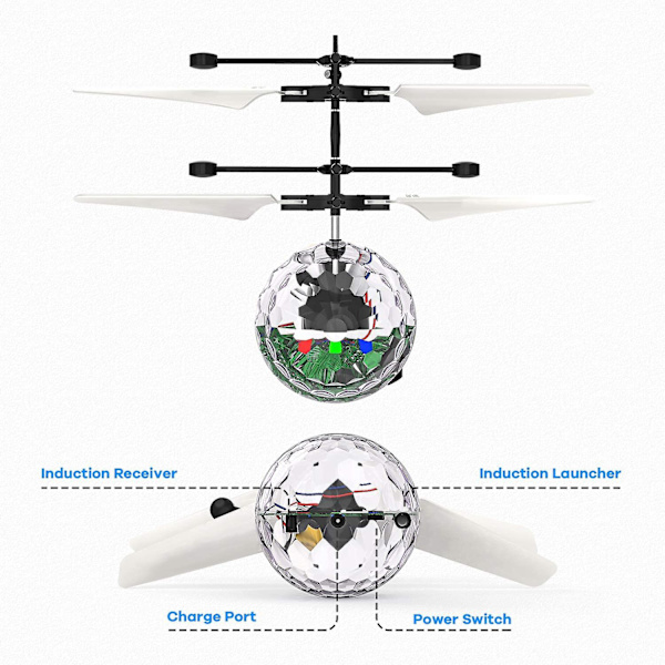 Flygande leksaksboll Infraröd induktion Rc Flygande leksak Inbyggd LED-ljus Disco