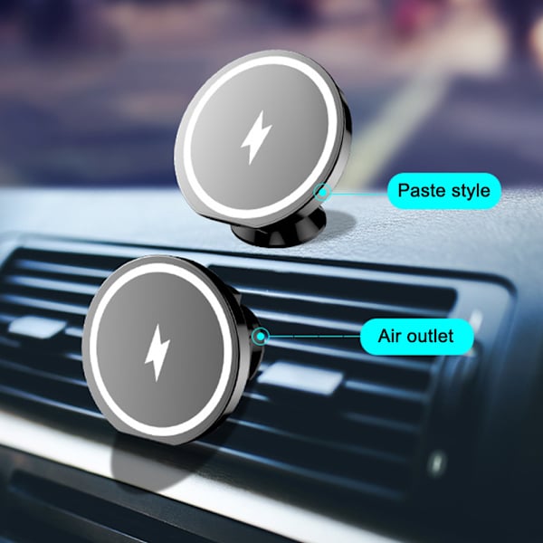 F12-B1 Sort Magnetisk Trådløs Opladningsholder - USB Interface Opladningskabel