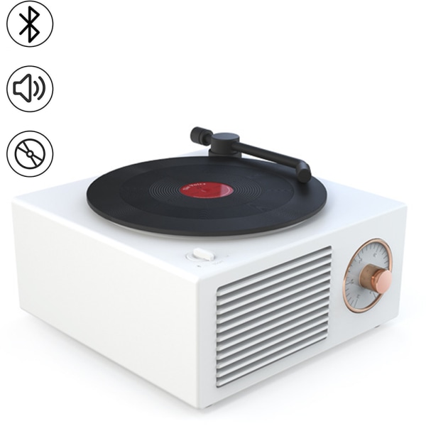 Vintage Bluetooth-kaiutin, langaton kannettava kaiutin voimakkaalla bassolla ja HD-stereolla, toimistoradio hyvällä vastaanotolla - valkoinen