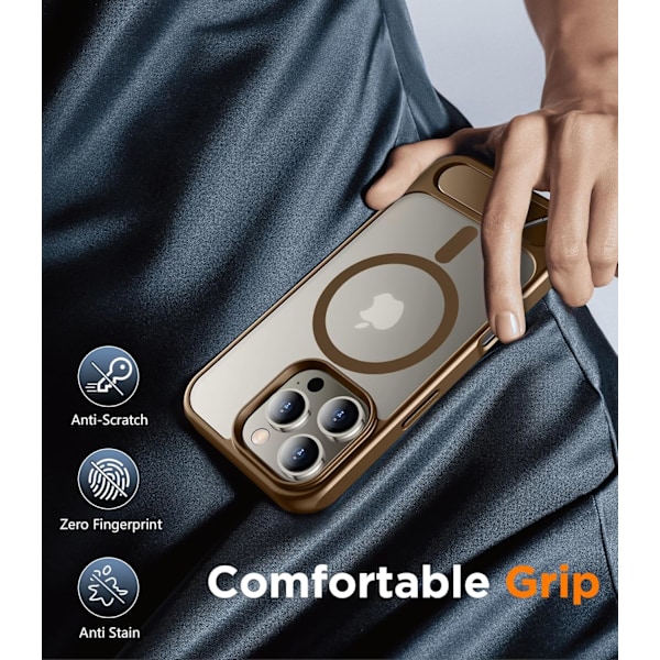 Magneettinen iPhone 16 Pro Max -kotelo, [Sisäänrakennettu näkymätön jalusta][Yhteensopiva MagSafe-tekniikan kanssa] [Sotilastason iskunkestävä] Ohut läpikuultava Desert Brown for iPhone 16 Pro 6.3"