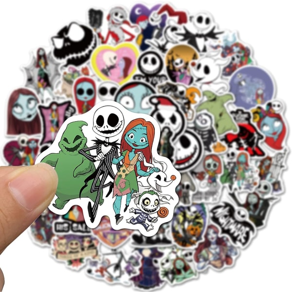 Nightmare Before Christmas Halloween Stickers 50-pak, Søde Vandtætte Vinyl Dekaler til Laptop, Vandflasker, Guitar, Skateboard Stickers