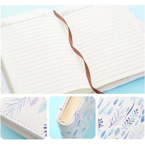A5 PU læder wirebound notesbøger med lås dagbogsbog, rejse skitsebog daglig planlægger agenda notesblok, TPN112 (Blomst)