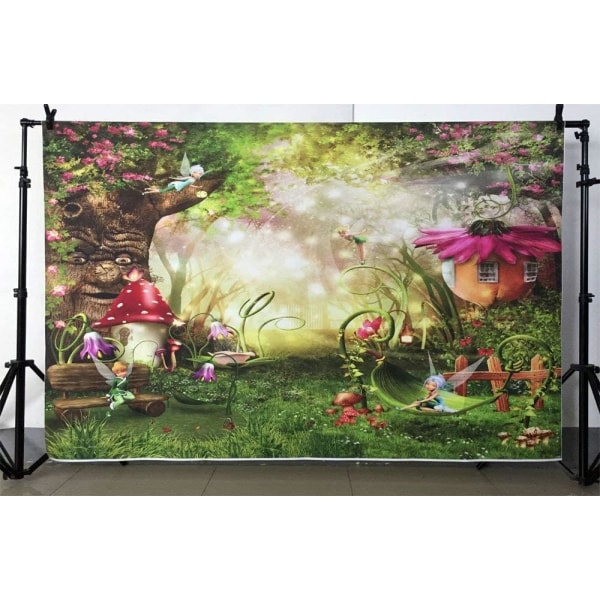 7x5ft Fortryllende Skov Foto Baggrund Eventyr Fødselsdagsfest Dekorationer Banner Baggrunde til Fotografering