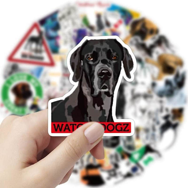 Great Dane Dog Sticker - 50 Pack Cute Dog Sticker Husky Vattentät Guld Hår Sticker Vattenflaska Laptop Utomhus Dekoration Present för Tonåringar