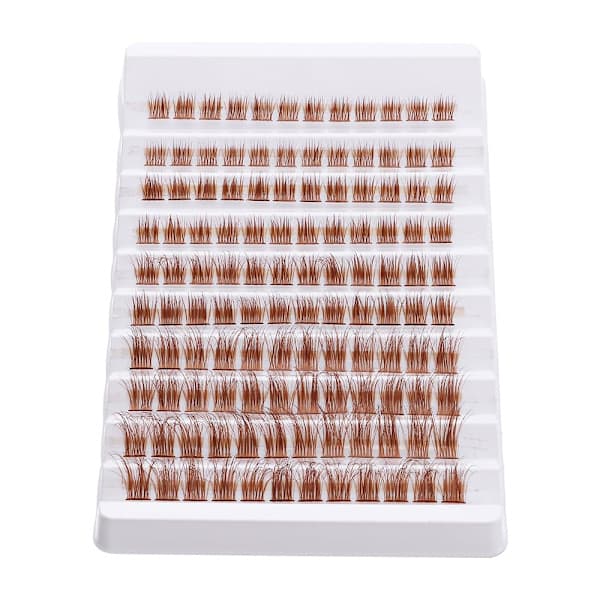 Brown False Eyelashes, Natural D Curl Cat Lashes, DIY Individual Lashes for Home Use and Beginners Z01