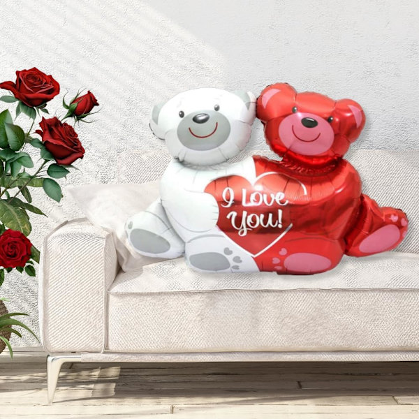 Jeg elsker dig Ballon - Teddybjørn Ballon Sød, Stor Rød Kærlighedsballon Valentinsdag Folieballon, Hjerteballon, Bryllupsdekoration Romantisk, Forlovelse