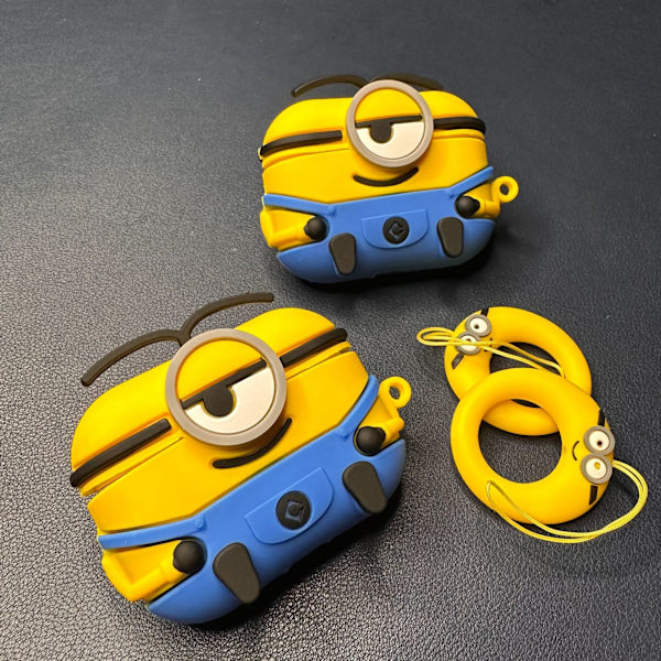 Ihmiset, joilla on isot silmät ja yksi silmänsininen sarjakuva-kuulokkeiden kotelo, Airpods pro2 langattomat Bluetooth-kuulokkeiden kotelo ja silikonikotelo.