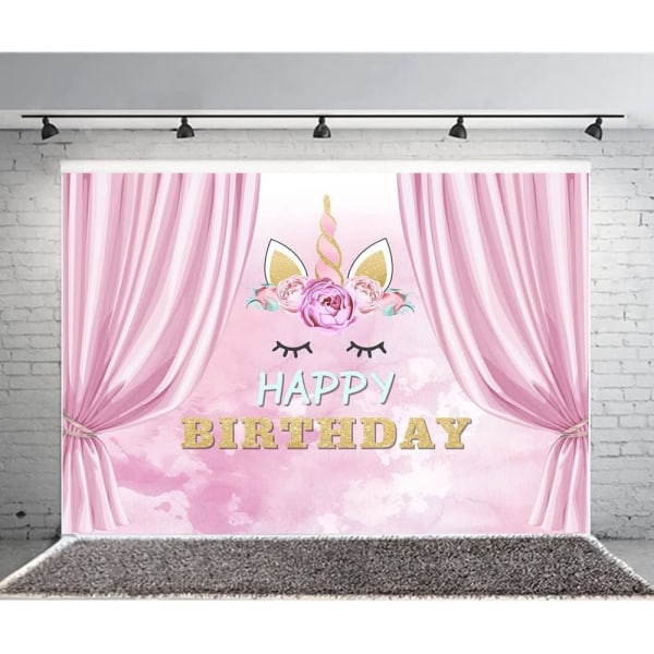 Enhjørning Fødselsdag Sød Regnbue Fotografi Baggrund Tegneserie Baby Tema Fotostudie Baggrund (7x5FT/2.1x1.5m)
