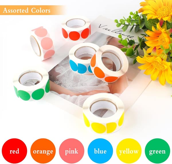 3000 pcs Self-Adhesive Round Stickers, Round Labels, Color Labels