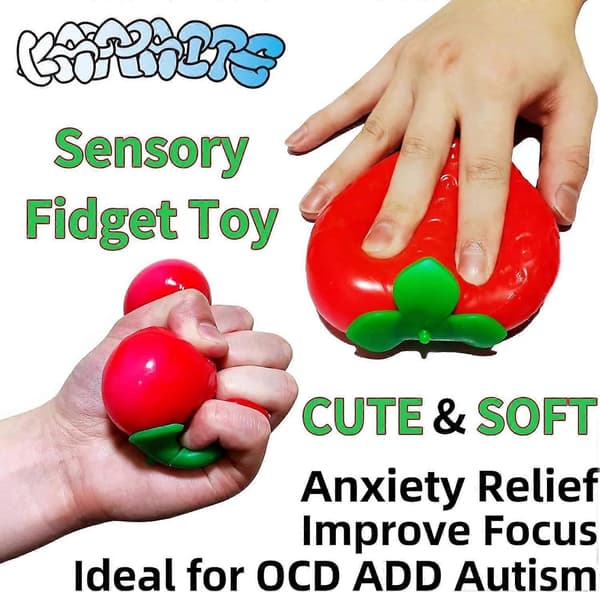 Jordgubbs-Squishy, Jordgubbs-Squishy Sensorisk Fidget Jätte Jumbo Stor Långsamt Stigande Stress B