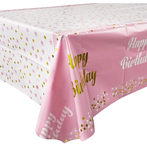 2-pack plastdukar för födelsedagsfest, 137 x 183 cm, rektangulära festdukar, bordsdukar, köksdukar, bankettdukar (rosa)