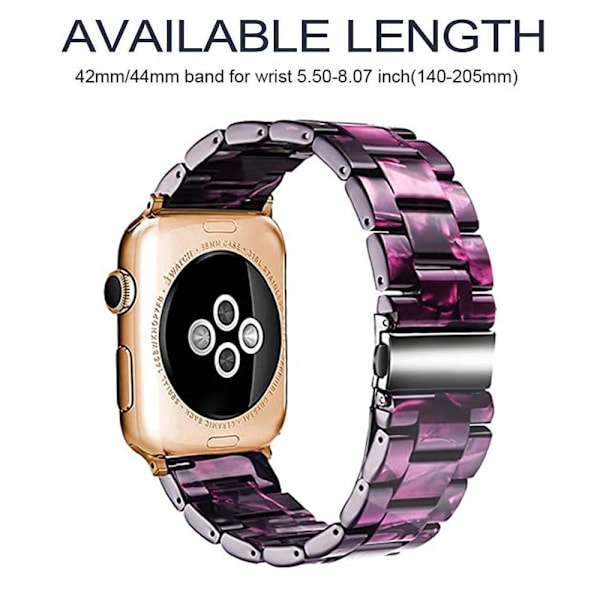 Yhteensopiva Apple Watch -rannekkeiden kanssa 38-40mm/42-44mm sarja 5/4/3/2/1, ohut hartsiranneke -42-44mm-violetti valo