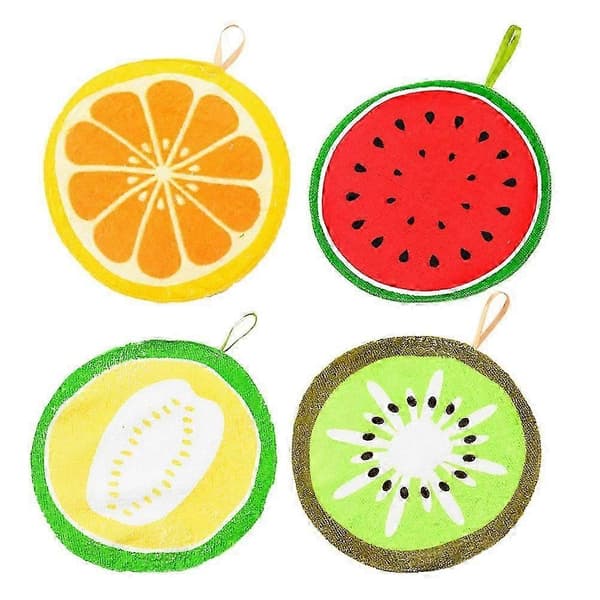 Handduk tecknad frukformad för vattenabsorption 4-delat set