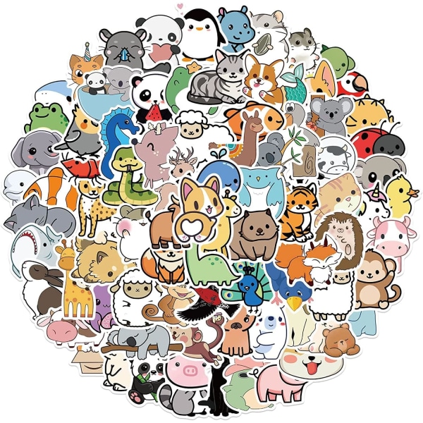 100Pack Cute Stickers for Kids, Water Bottles, Laptops, Phone Cases, Waterproof Vinyl for Teens, Girls and Boys (Animals)