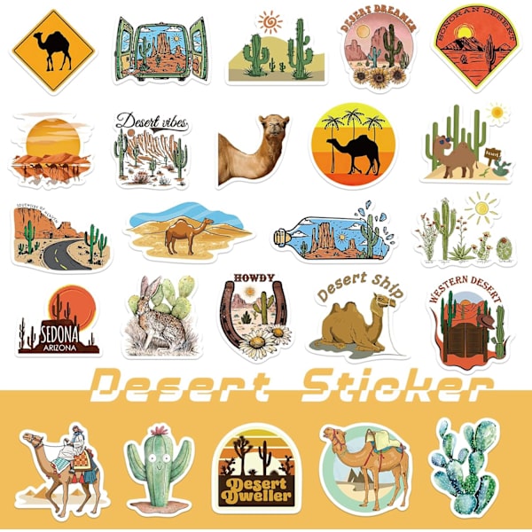 50 stk Arizona Western Country Desert-klistremerker, estetiske kaktus-kamel-reiseeventyr-klistremerker for bærbar PC, vannflaske, bagasje, utklippsbok
