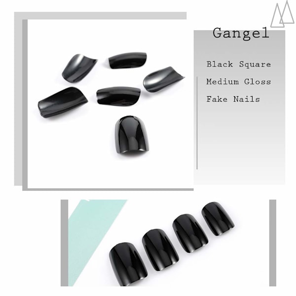1 stk. manicure falske negle (D65 firkantet hoved ren sort [lim model])Skønhed og sundhed