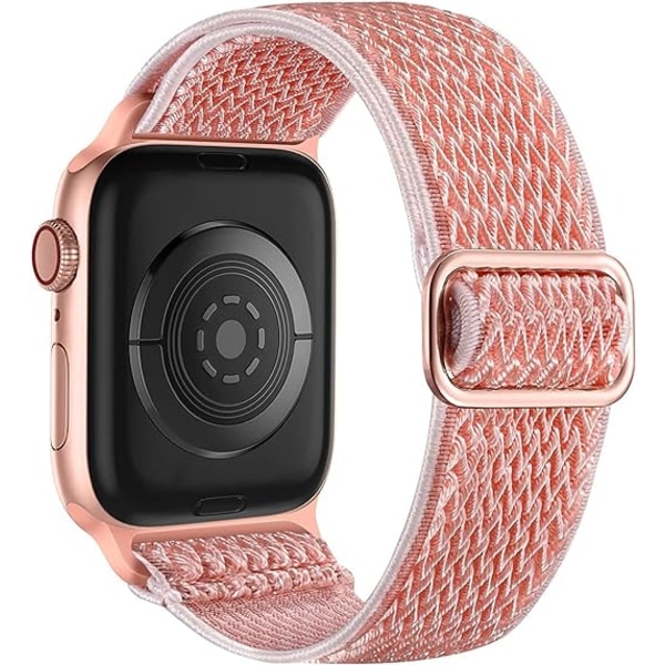 Elastiske bånd kompatible med Apple Watch-bånd, Strekkbar Solo Loop Myk Nylonrem Utbyttebånd for Kvinner Menn/A Rosa/Størrelse: 49 mm