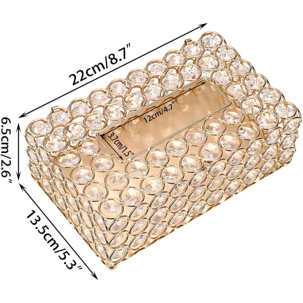 Rektangulär kristall servettbehållare, dekorativ papperslåda, kristall servetthållare, ansiktsvävnadshållare för badrum/byrå/nattduksbord/skrivbord/bord
