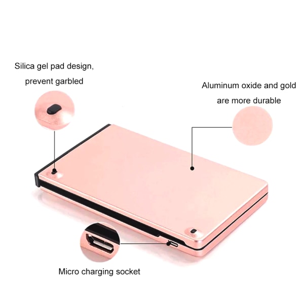 Kaksinkertainen taittuva langaton Bluetooth-näppäimistö, Mini langaton näppäimistö yhteensopiva IOS iPadin, Android-tabletin, Windows PC:n jne. kanssa - ruusukulta
