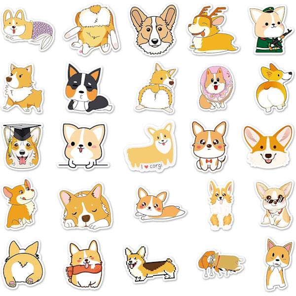 50 stk. Welsh Corgi Hunde Stickers til Vandflasker, Søde, Vandfaste Sticker Dekaler til Skateboard DIY Laptop Bagage Biler Cykel