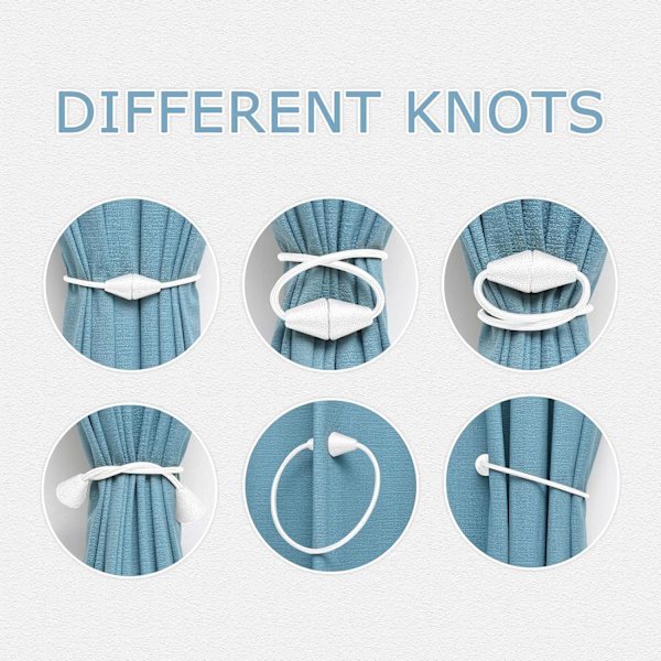 Sett med 4 håndlagde vevde tau magnetiske gardinholdere Praktisk og dekorativt for hjem og kontor (Beige)