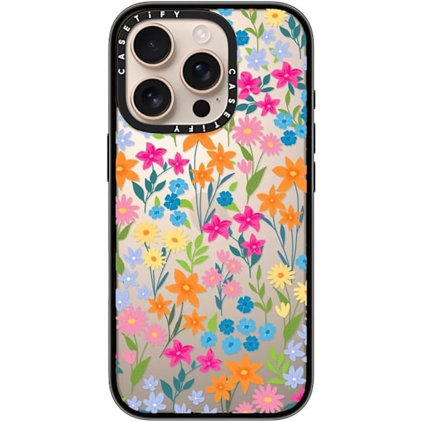 Kompakt iPhone 16 Pro Max Deksel [Lettvekt / 1,2 m 2X Militær Grad Fallbeskyttelse/Slank] - Kirsebær - Klar Svart Bright Spring Flowers iPhone 16 Pro
