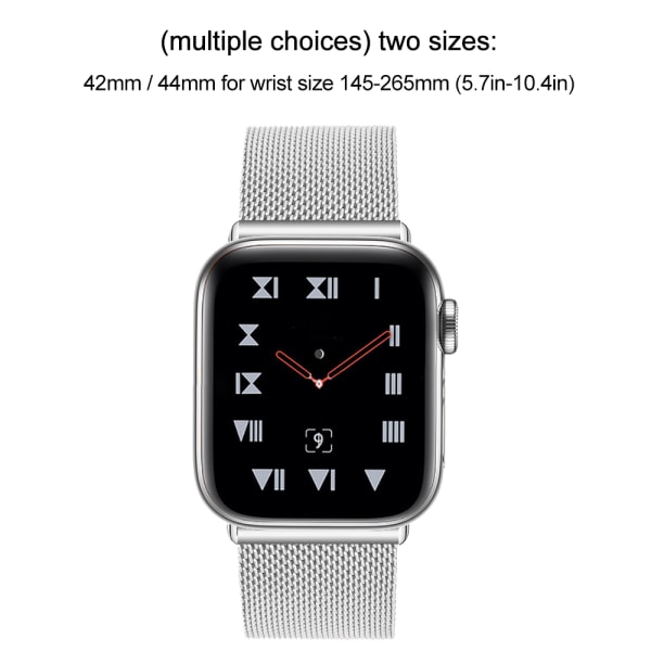 Kompatibel Apple Watch-rem 38-40mm/42-44mm, rustfritt stål ringspenne metallrem erstatning-42/44mm sølv