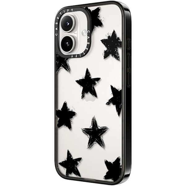 Kompakt iPhone 16 Pro Max Deksel [Lettvekt / 1,2 m 2X Militær Grad Fallbeskyttelse/Slank] - Kirsebær - Klar Svart Star Marks iPhone 16