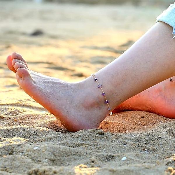 Guld Ankelkæder til Kvinder 14K Guldbelagt Ankelkæde til Kvinder Daisy Måne Stjerne Onde Øje Ankelkæde Boho Strand Fodkæde Justerbar Fin Fod Smykker