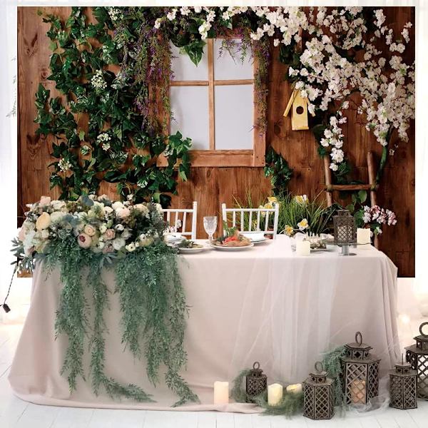 Hagefotografering Bakgrunn Treg Vinduer Grønne Planter Blomster Bakgrunn Barn Baby Shower Fest Dekorat Studio Fotografering Rekvisitter (7X5FT)