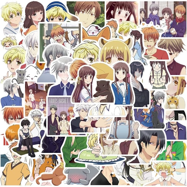 50 st Fruits Basket Anime klistermärken Vinyl dekal för bärbar dator Scrapbook Resväska Fest Vattenflaska Cykel Bagage Telefon Bumper Tonåringar Barn Present Dekor