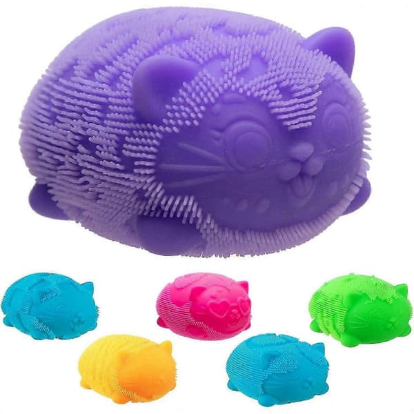 Søde Katte Fuzzy Stressbolde, Bløde Klemme Squishy Legetøj til Angst- og Stresslindring, Bærbart Dekompressions Fidget Legetøj til Børn og Voksne