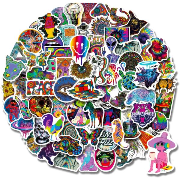 Stickers 100 PCS Psychedelic Stickers,Hippie Sticker Packs ,Laptop Hydro Flask Water Bottle Car Cup Computer Guitar Skateboard Luggage Bike