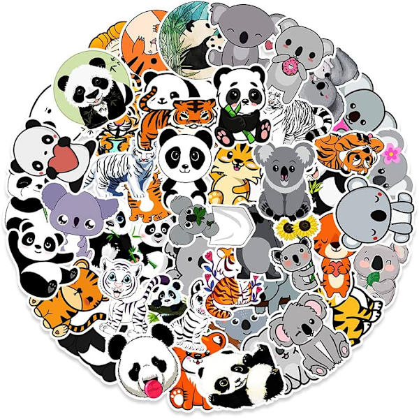 50 st Tiger Panda klistermärken graffiti vattentäta söta modeklistermärken, lämpliga för bärbar dator mobiltelefon skateboard resväska vattenflaska klistermärken