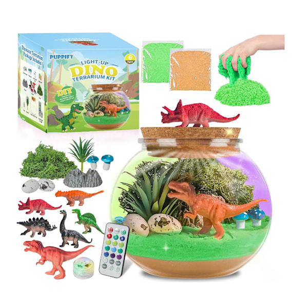 DIY handgjord kreativ Kuromi dinosaurie mikrolandskap kreativ flaska prydnad fjärrkontroll lykta pedagogiska leksaker Dinosaur(with remote control)